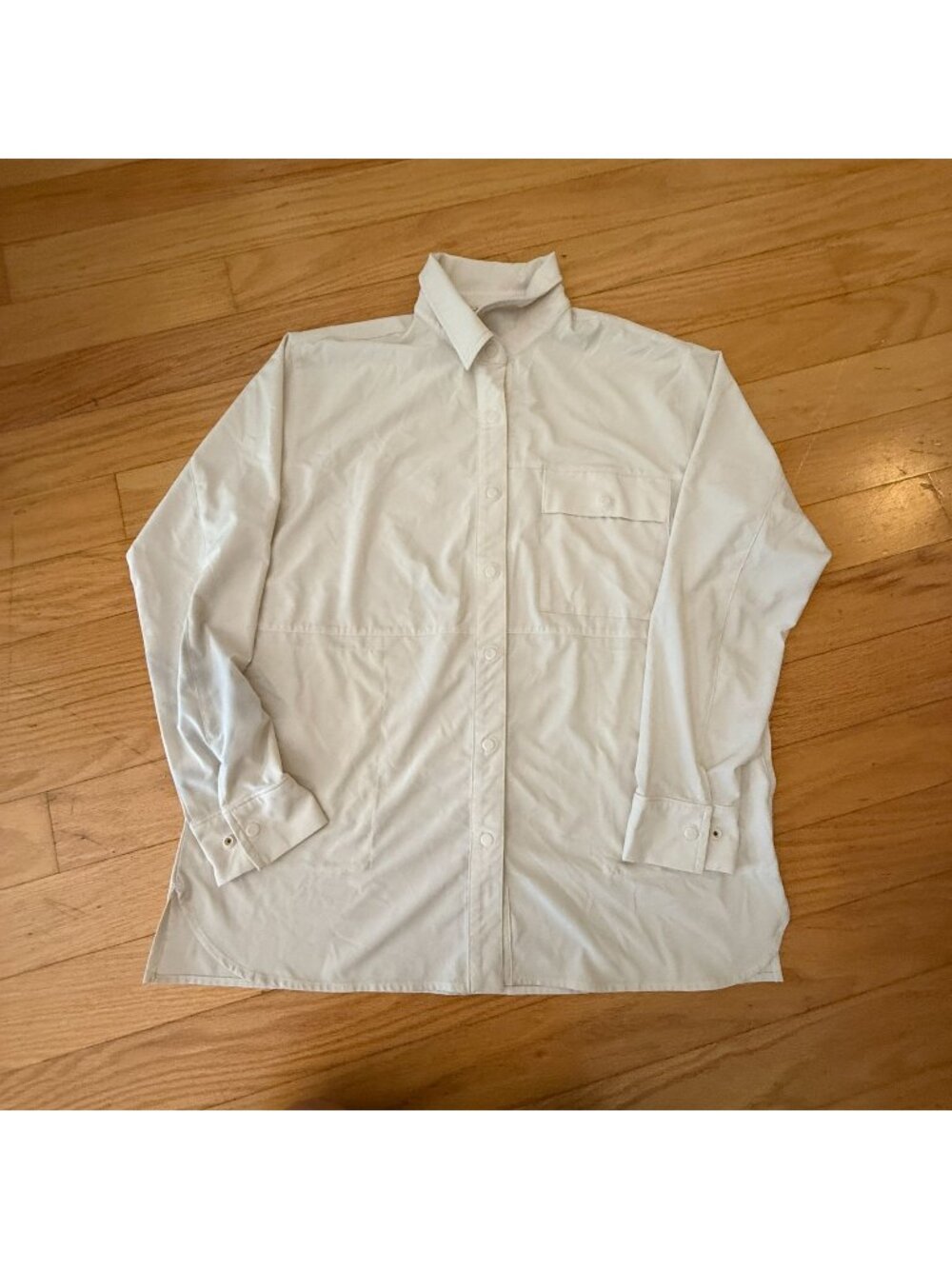 Prana Railay Women's Small Almond Khaki Oversized Button Down Long Sleeve Top